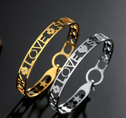 Stainless Steel Gold Alphabet Bracelet Love Fashion Wisp Bracelet