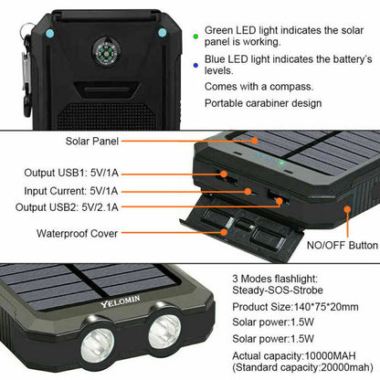 DIY Waterproof Solar Charger Kit - Dual USB & LED Light