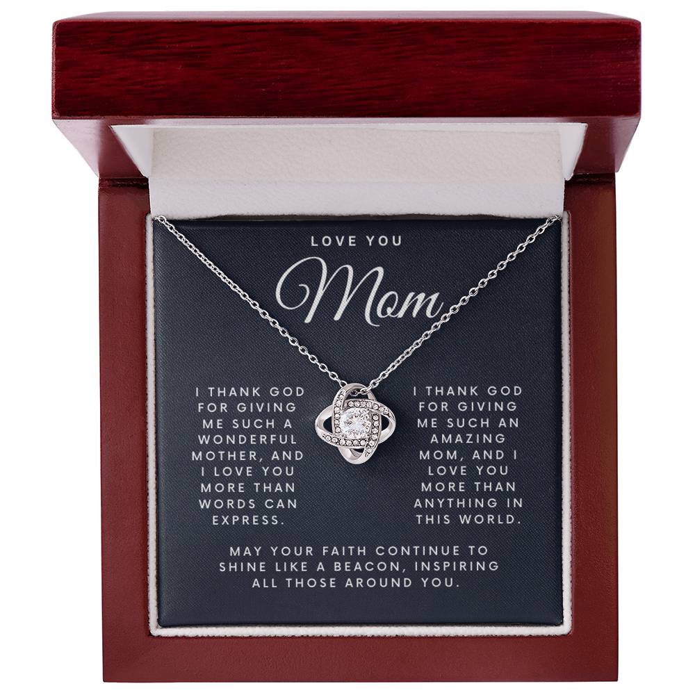 Eternal Gratitude Love Knot: A Divine Mother's Day Necklace for Mom, of for any Mom or Mother Occasion, Message For Mom Card