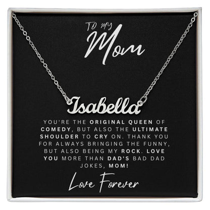 To My Mom, Queen of Comedy: Personalized Heart Necklace for Mom - Perfect for Mother's Day & More