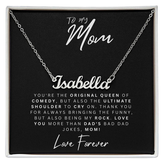 To My Mom, Queen of Comedy: Personalized Heart Necklace for Mom - Perfect for Mother's Day & More