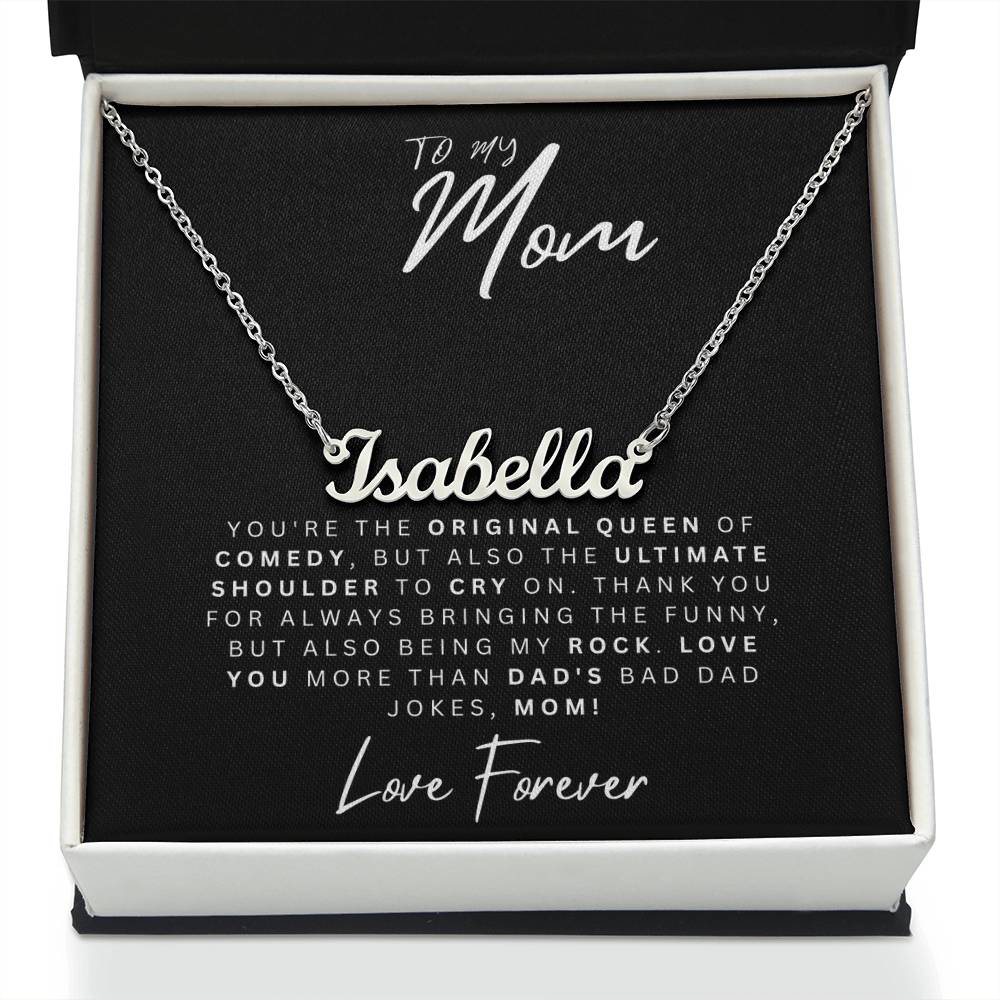 To My Mom, Queen of Comedy: Personalized Heart Necklace for Mom - Perfect for Mother's Day & More