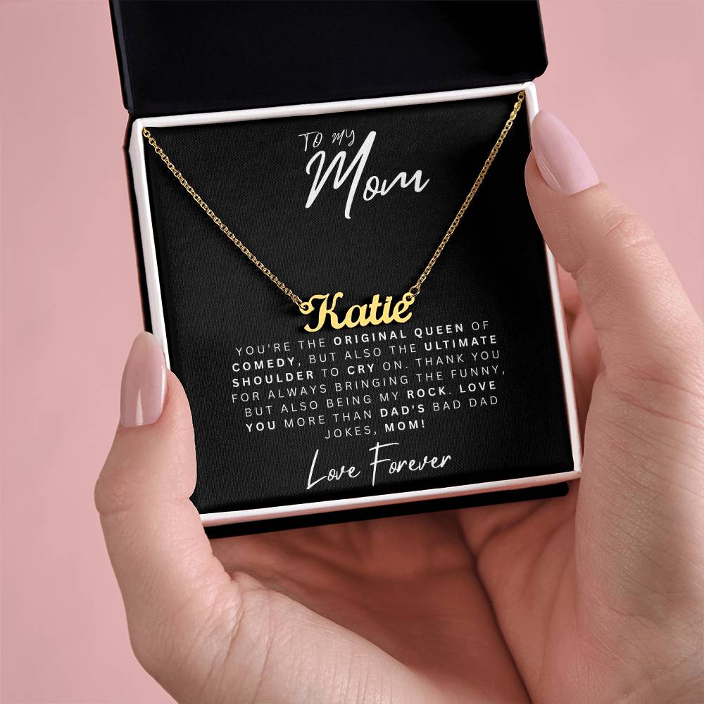 To My Mom, Queen of Comedy: Personalized Heart Necklace for Mom - Perfect for Mother's Day & More