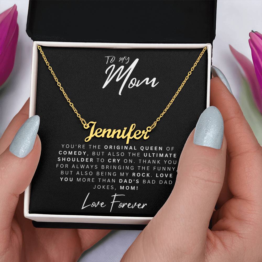 To My Mom, Queen of Comedy: Personalized Heart Necklace for Mom - Perfect for Mother's Day & More