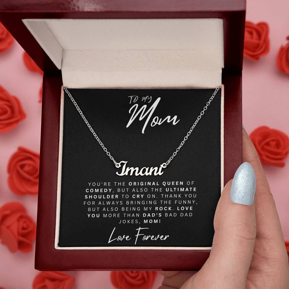 To My Mom, Queen of Comedy: Personalized Heart Necklace for Mom - Perfect for Mother's Day & More